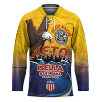 American Samoa Fautasi Hockey Jersey Bald Eage and Sailfish with Kakau Motifs - Polynesian Pride