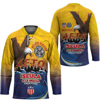 American Samoa Fautasi Hockey Jersey Bald Eage and Sailfish with Kakau Motifs - Polynesian Pride