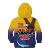 American Samoa Fautasi Kid Hoodie Bald Eage and Sailfish with Kakau Motifs - Polynesian Pride