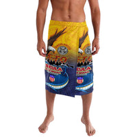 American Samoa Fautasi Lavalava Bald Eage and Sailfish with Kakau Motifs LT03 Yellow - Polynesian Pride