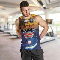 American Samoa Fautasi Men Tank Top Bald Eage and Sailfish with Kakau Motifs LT03 Yellow - Polynesian Pride
