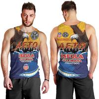 American Samoa Fautasi Men Tank Top Bald Eage and Sailfish with Kakau Motifs LT03 - Polynesian Pride
