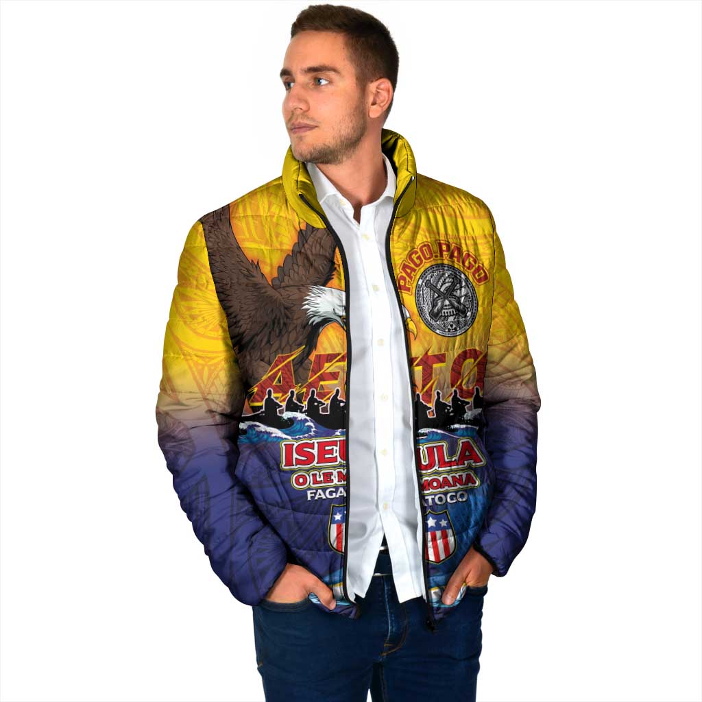 American Samoa Fautasi Padded Jacket Bald Eage and Sailfish with Kakau Motifs LT03 - Polynesian Pride