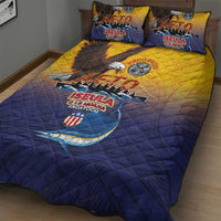 American Samoa Fautasi Quilt Bed Set Bald Eage and Sailfish with Kakau Motifs LT03 - Polynesian Pride