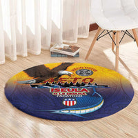 American Samoa Fautasi Round Carpet Bald Eage and Sailfish with Kakau Motifs LT03 - Polynesian Pride