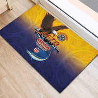 American Samoa Fautasi Rubber Doormat Bald Eage and Sailfish with Kakau Motifs LT03 - Polynesian Pride