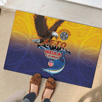 American Samoa Fautasi Rubber Doormat Bald Eage and Sailfish with Kakau Motifs LT03 - Polynesian Pride