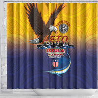 American Samoa Fautasi Shower Curtain Bald Eage and Sailfish with Kakau Motifs LT03 - Polynesian Pride