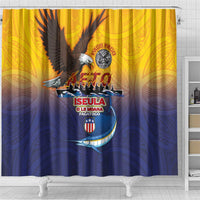 American Samoa Fautasi Shower Curtain Bald Eage and Sailfish with Kakau Motifs LT03 - Polynesian Pride