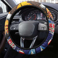 American Samoa Fautasi Steering Wheel Cover Bald Eage and Sailfish with Kakau Motifs LT03 - Polynesian Pride