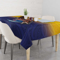 American Samoa Fautasi Tablecloth Bald Eage and Sailfish with Kakau Motifs - Polynesian Pride