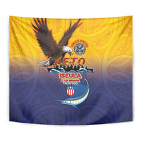 American Samoa Fautasi Tapestry Bald Eage and Sailfish with Kakau Motifs LT03 - Polynesian Pride