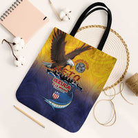 American Samoa Fautasi Tote Bag Bald Eage and Sailfish with Kakau Motifs - Polynesian Pride