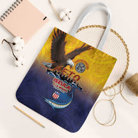 American Samoa Fautasi Tote Bag Bald Eage and Sailfish with Kakau Motifs - Polynesian Pride