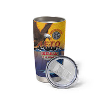 American Samoa Fautasi Tumbler Cup Bald Eage and Sailfish with Kakau Motifs - Polynesian Pride