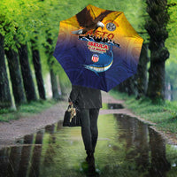 American Samoa Fautasi Umbrella Bald Eage and Sailfish with Kakau Motifs LT03 - Polynesian Pride