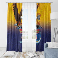 American Samoa Fautasi Window Curtain Bald Eage and Sailfish with Kakau Motifs LT03 - Polynesian Pride