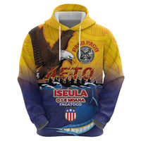 American Samoa Fautasi Zip Hoodie Bald Eage and Sailfish with Kakau Motifs - Polynesian Pride