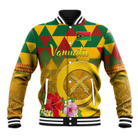 Melanesian Vanuatu Baseball Jacket With Tapa Tribal Pattern and Triangle Geometric Tricolor - Polynesian Pride
