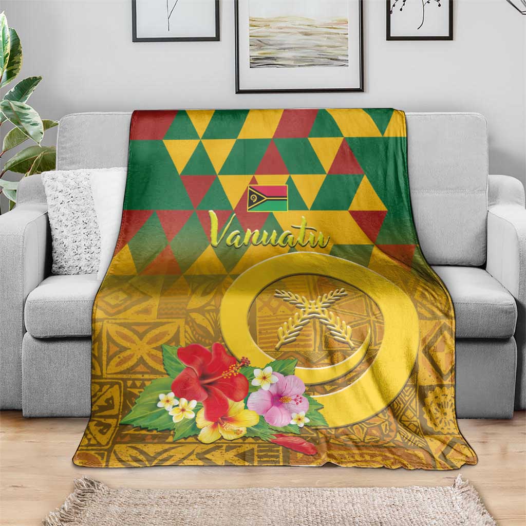Melanesian Vanuatu Blanket With Tapa Tribal Pattern and Triangle Geometric Tricolor - Polynesian Pride