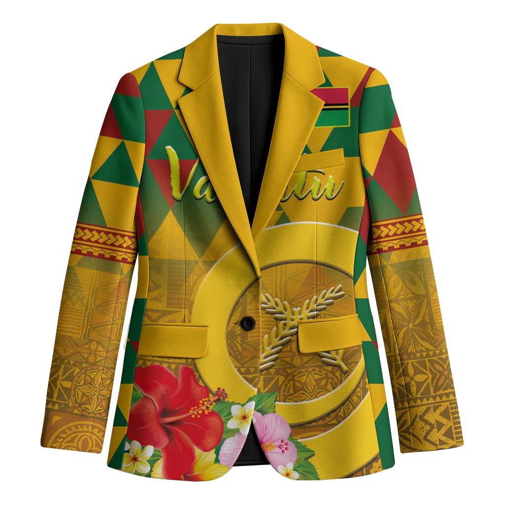 Melanesian Vanuatu Blazer With Tapa Tribal Pattern and Triangle Geometric Tricolor - Polynesian Pride
