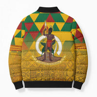 Melanesian Vanuatu Bomber Puffer Jacket With Tapa Tribal Pattern and Triangle Geometric Tricolor - Polynesian Pride