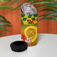 Melanesian Vanuatu 4 in 1 Can Cooler Tumbler With Tapa Tribal Pattern and Triangle Geometric Tricolor - Polynesian Pride