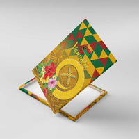 Melanesian Vanuatu Canvas Wall Art With Tapa Tribal Pattern and Triangle Geometric Tricolor - Polynesian Pride