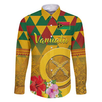 Melanesian Vanuatu Family Matching Long Sleeve Bodycon Dress and Hawaiian Shirt With Tapa Tribal Pattern and Triangle Geometric Tricolor - Polynesian Pride