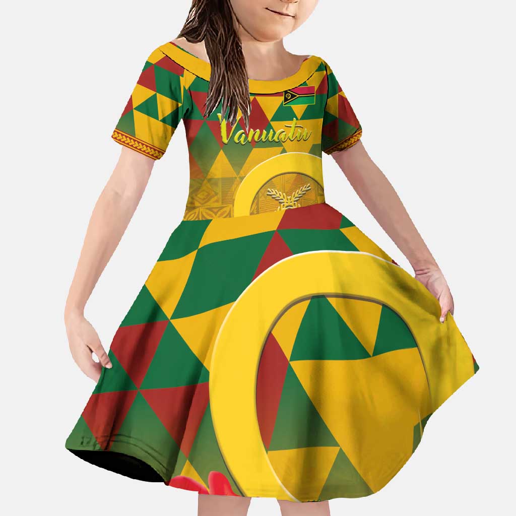 Melanesian Vanuatu Family Matching Mermaid Dress and Hawaiian Shirt With Tapa Tribal Pattern and Triangle Geometric Tricolor - Polynesian Pride