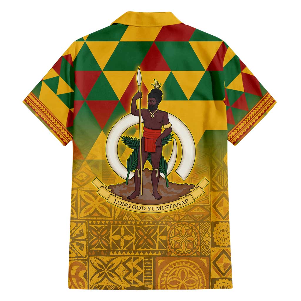 Melanesian Vanuatu Family Matching Off Shoulder Maxi Dress and Hawaiian Shirt With Tapa Tribal Pattern and Triangle Geometric Tricolor - Polynesian Pride