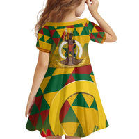 Melanesian Vanuatu Family Matching Off Shoulder Short Dress and Hawaiian Shirt With Tapa Tribal Pattern and Triangle Geometric Tricolor - Polynesian Pride