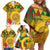 Melanesian Vanuatu Family Matching Off Shoulder Short Dress and Hawaiian Shirt With Tapa Tribal Pattern and Triangle Geometric Tricolor - Polynesian Pride
