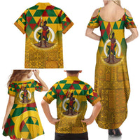Melanesian Vanuatu Family Matching Summer Maxi Dress and Hawaiian Shirt With Tapa Tribal Pattern and Triangle Geometric Tricolor - Polynesian Pride
