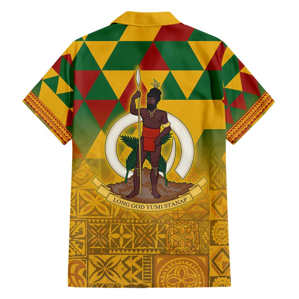 Melanesian Vanuatu Hawaiian Shirt With Tapa Tribal Pattern and Triangle Geometric Tricolor - Polynesian Pride