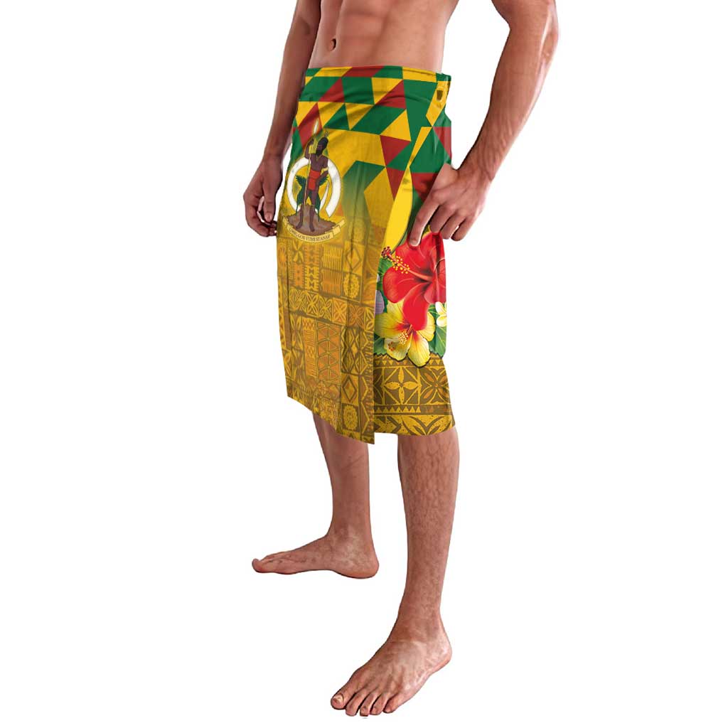 Melanesian Vanuatu Lavalava With Tapa Tribal Pattern and Triangle Geometric Tricolor - Polynesian Pride