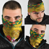 Melanesian Vanuatu Neck Gaiter With Tapa Tribal Pattern and Triangle Geometric Tricolor - Polynesian Pride