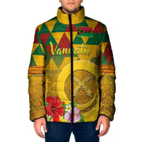 Melanesian Vanuatu Padded Jacket With Tapa Tribal Pattern and Triangle Geometric Tricolor - Polynesian Pride