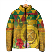 Melanesian Vanuatu Padded Jacket With Tapa Tribal Pattern and Triangle Geometric Tricolor - Polynesian Pride