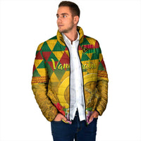 Melanesian Vanuatu Padded Jacket With Tapa Tribal Pattern and Triangle Geometric Tricolor - Polynesian Pride