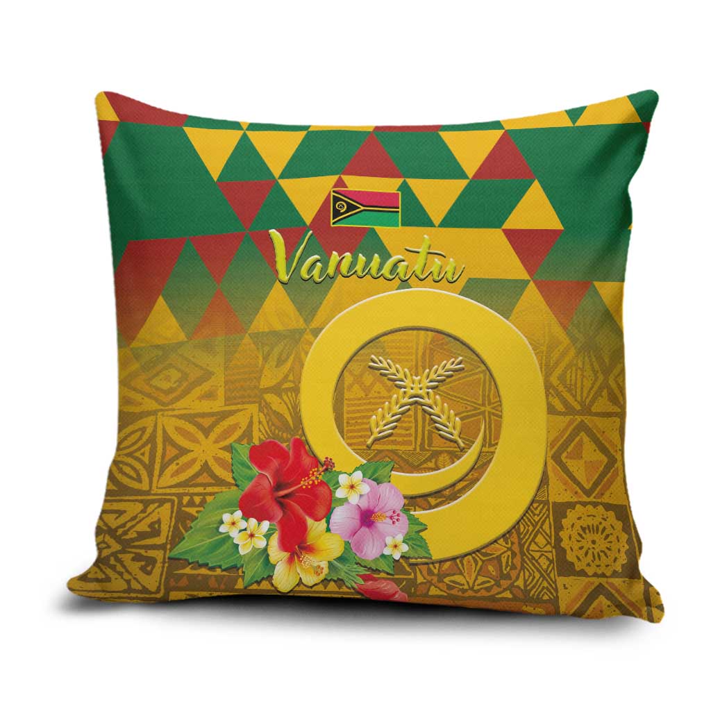 Melanesian Vanuatu Pillow Cover With Tapa Tribal Pattern and Triangle Geometric Tricolor - Polynesian Pride