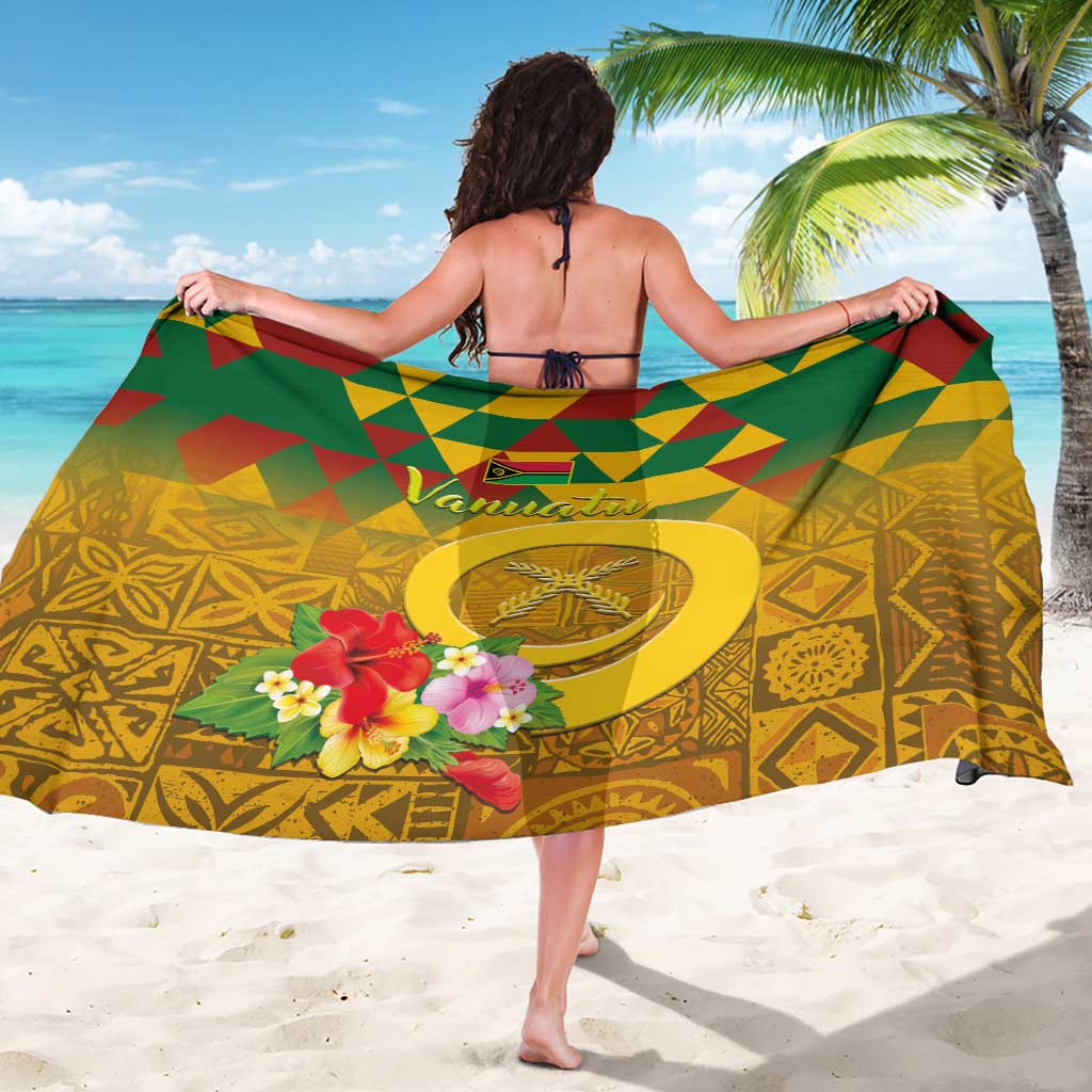 Melanesian Vanuatu Sarong With Tapa Tribal Pattern and Triangle Geometric Tricolor - Polynesian Pride