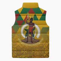 Melanesian Vanuatu Sleeveless Puffer Jacket With Tapa Tribal Pattern and Triangle Geometric Tricolor - Polynesian Pride