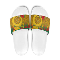 Melanesian Vanuatu Slide Sandals With Tapa Tribal Pattern and Triangle Geometric Tricolor - Polynesian Pride