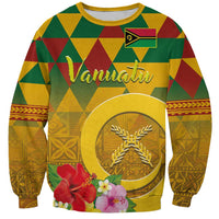 Melanesian Vanuatu Sweatshirt With Tapa Tribal Pattern and Triangle Geometric Tricolor - Polynesian Pride