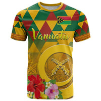 Melanesian Vanuatu T Shirt With Tapa Tribal Pattern and Triangle Geometric Tricolor - Polynesian Pride
