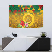 Melanesian Vanuatu Tapestry With Tapa Tribal Pattern and Triangle Geometric Tricolor - Polynesian Pride