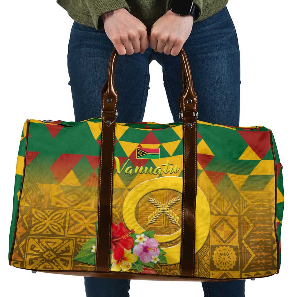 Melanesian Vanuatu Travel Bag With Tapa Tribal Pattern and Triangle Geometric Tricolor - Polynesian Pride