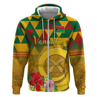 Melanesian Vanuatu Zip Hoodie With Tapa Tribal Pattern and Triangle Geometric Tricolor - Polynesian Pride