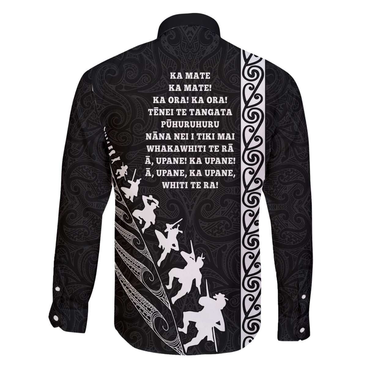 new-zealand-rugby-family-matching-long-sleeve-bodycon-dress-and-hawaiian-shirt-haka-dance-tribal-god-mask-maori-pattern